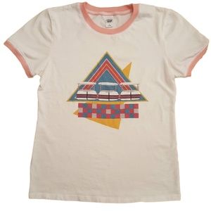 Disney Ride Peoplemover 80s Cute Pink Ringer Tee